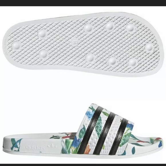 adidas floral slippers
